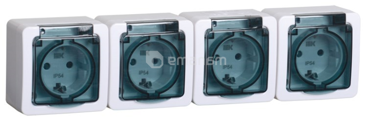 როზეტი დამიწებით IEK ERMP42-K03-16-54-EC 4 განყოფილებიანი IP54 თავსახურით