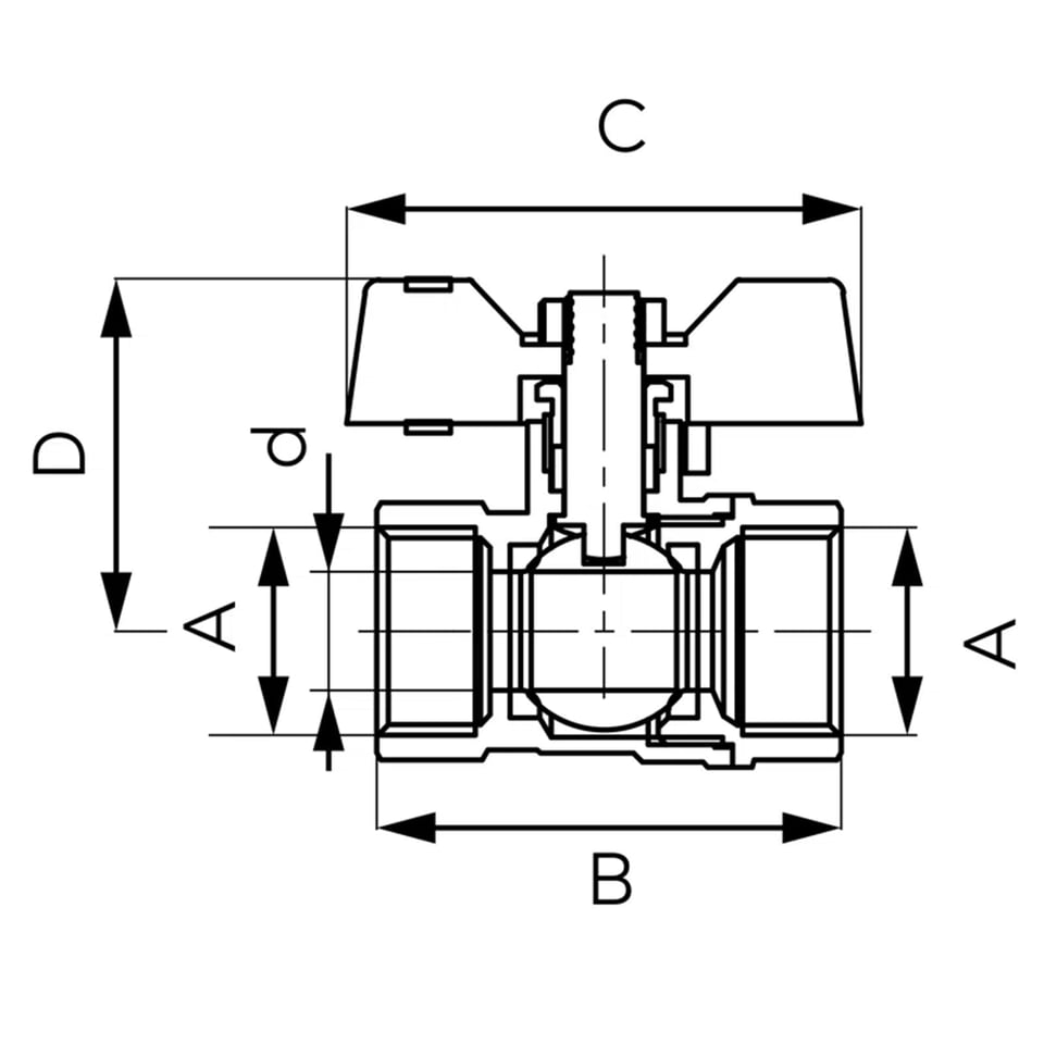ბურთულა ვენტილი (პეპელა) 3/4 F-F KFCM2 Ferro