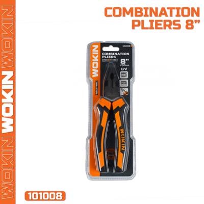 ბრტყელტუჩა Wokin 101008, 200mm COMBINATION PLIERS (INDUSTRIAL), Black/Orange