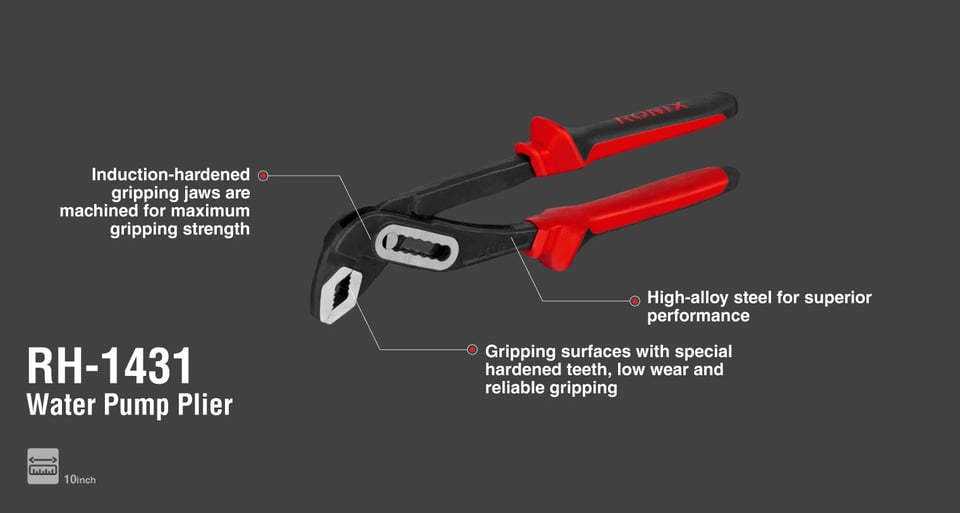 მილის ბრტყელტუჩა Ronix RH-1431, 10 ინჩი