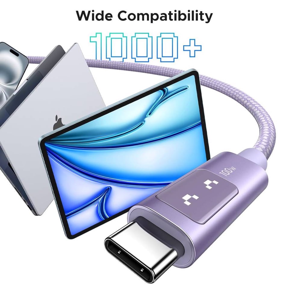 USB კაბელი UGREEN Uno L509 (65216), 100W, Type-C to Type-C Fast Charging Cable, 2M, Purple