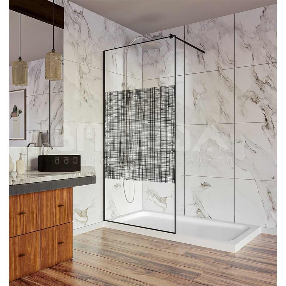 საშხაპე მინა 90x190სმ EMY 104 (8მმ) SELDUS შავი პროფილით