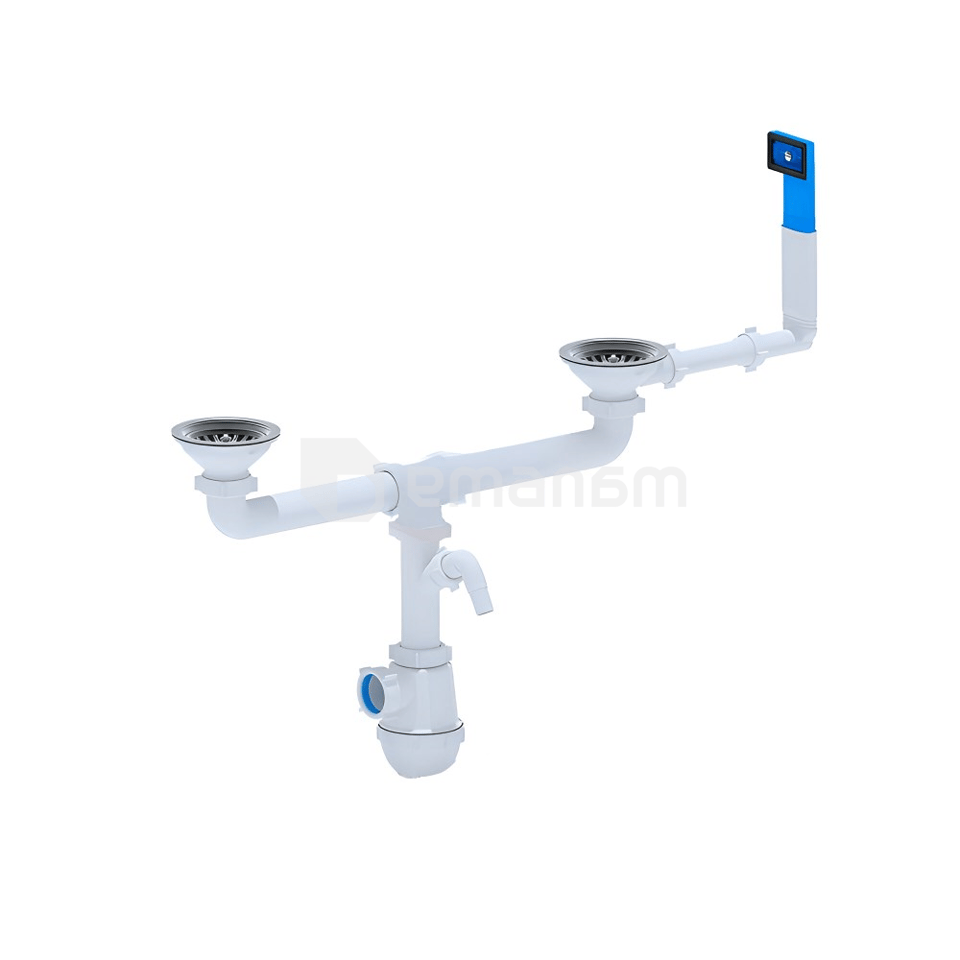 სამზარეულოს ნიჟარის სიფონი ორიანი დიდი გადასხმით Ani Plast A3545EU