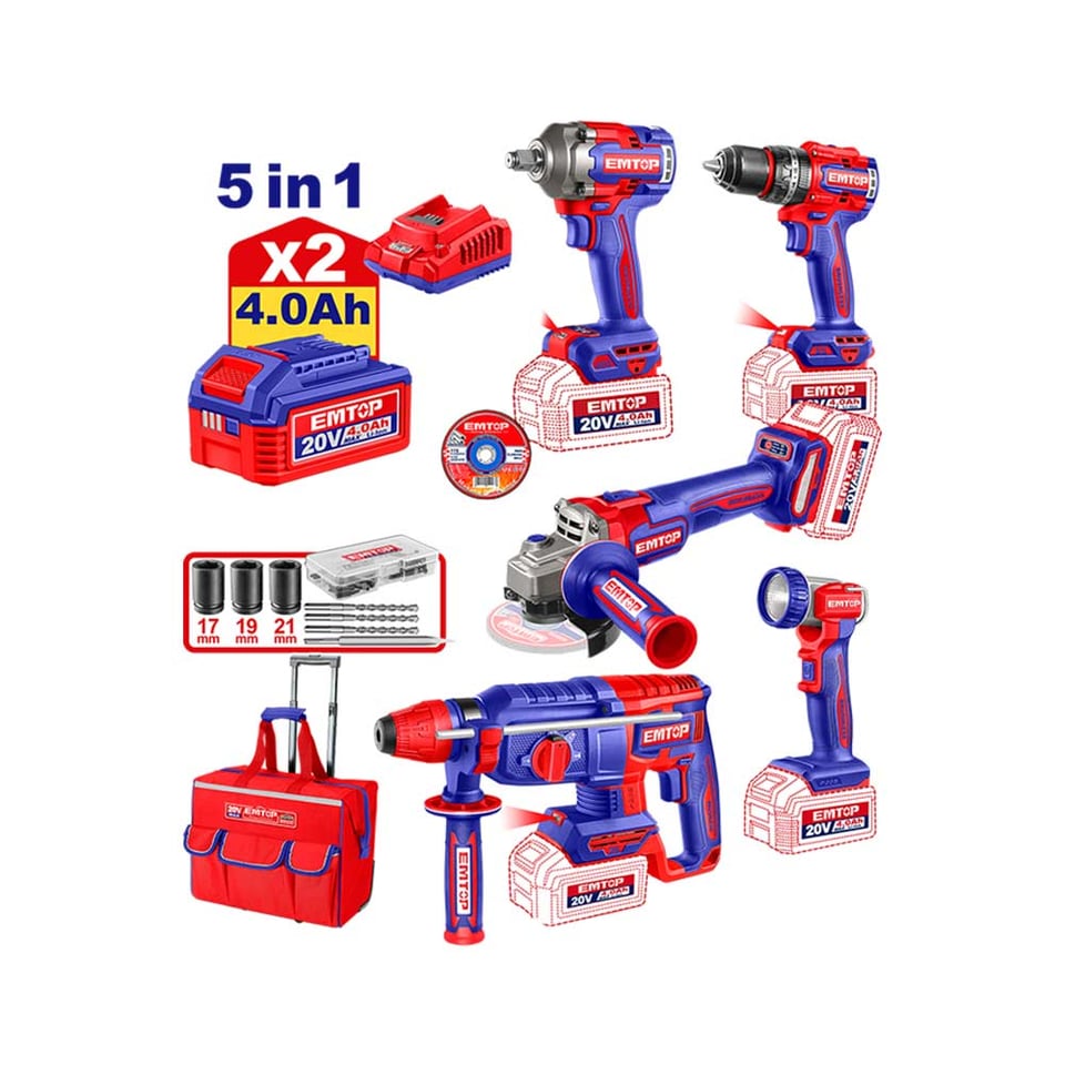 ელექტრო ხელსაწყოების ნაკრები 5 IN 1 ECKL2059 EMTOP