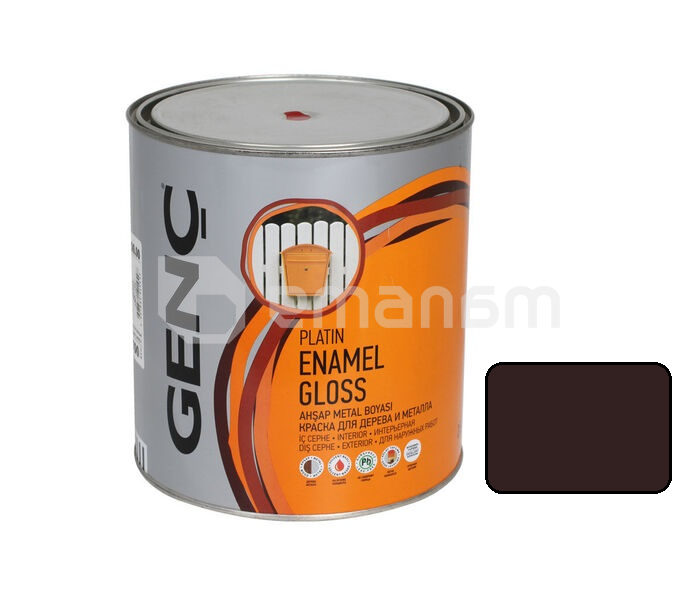 საღებავი ხის და ლითონის Genc Synthetic glossy paint Silver 8910 მუქი ყავისფერი 2,5 ლ