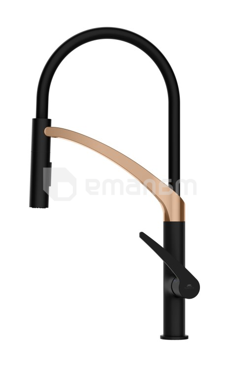 სამზარეულოს ონკანი Rubineta Ultima-50 (BK/RG) Rose/Gold (სილიკონის ხორთუმით)