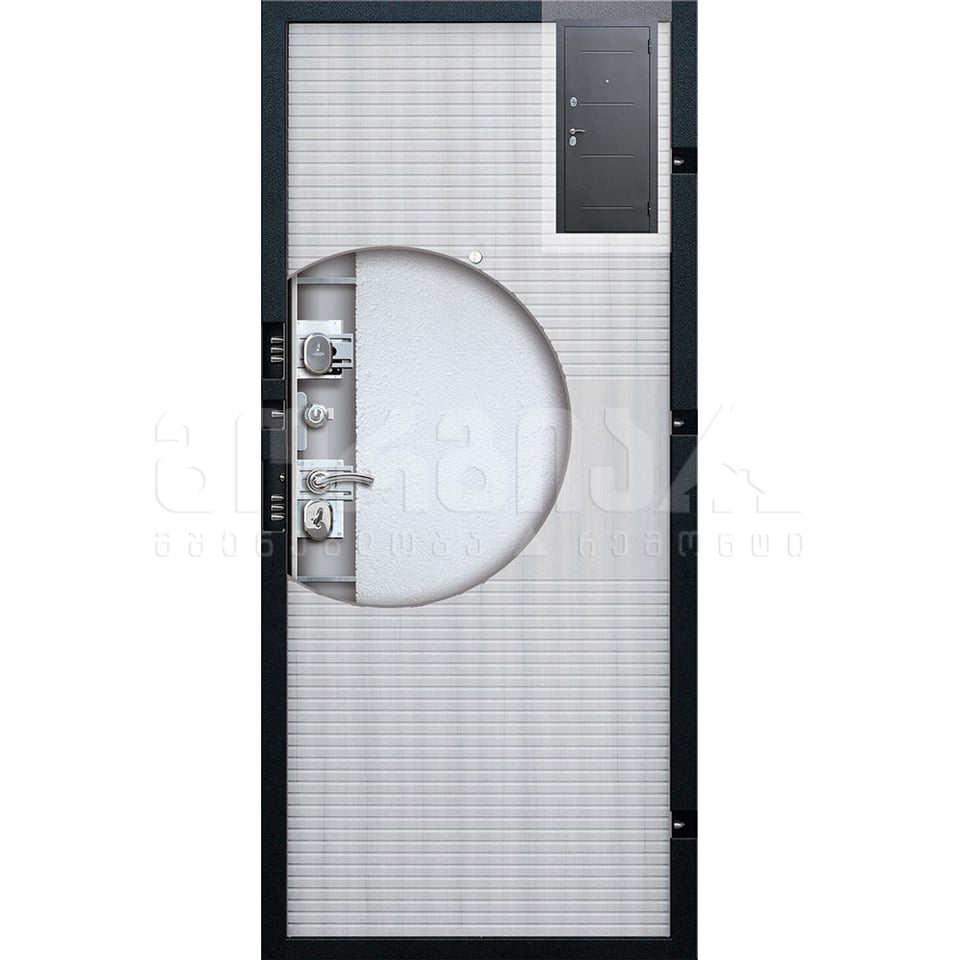 ლითონი კარი FL-28 2200*960 თეთრი მეტალი/მდფ შიდა მარცხენა