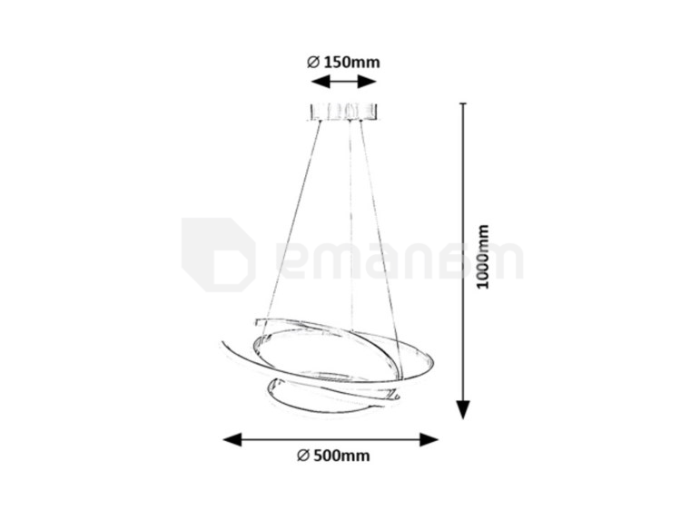 ჭაღი Rabalux Esilda 42W 4000K Ø500 H1000მმ satin თეთრი 72020