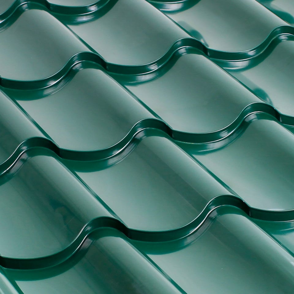 მეტალოკრამიტი ფერადი თუნუქის სახურავი 0.40X1180 პრიალა RAL 6005 NOVA