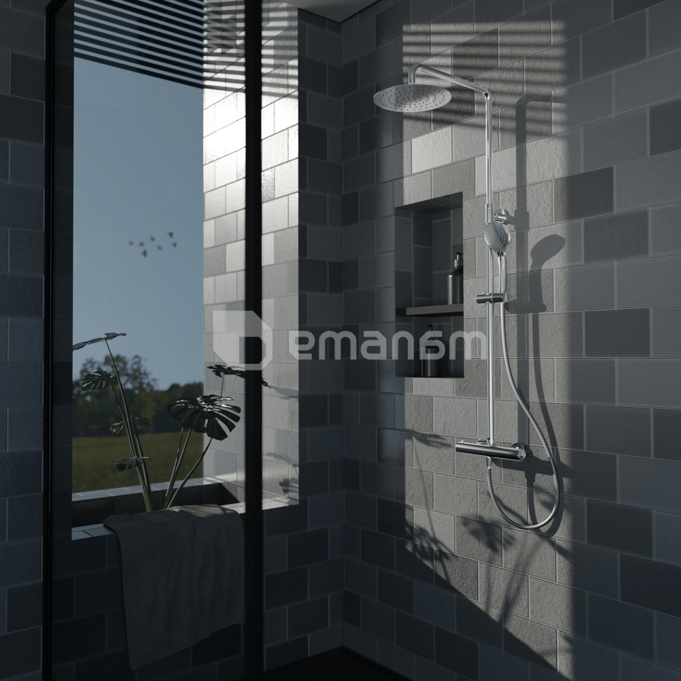 საშხაპე სიტემა Rubineta Olo Thermo 15 Chrome თერმოსტატით 625047