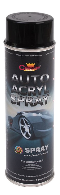 აკრილის სპრეი საღებავი Champion Auto acryl შავი პრიალა 500 მლ