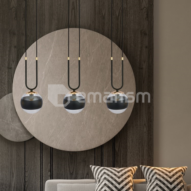 საკიდი EMIBIG GLAM 3 E14 3x MAX 40W BLACK STRIPE