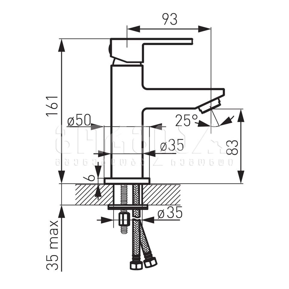 ხელსაბანი შემრევი დაბალი, შავი ZICCO BZI2BL