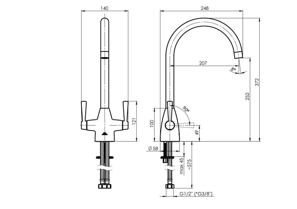 სამზარეულოს ონკანი Rubineta Avellino-33 GRAPHITE AV330GP8