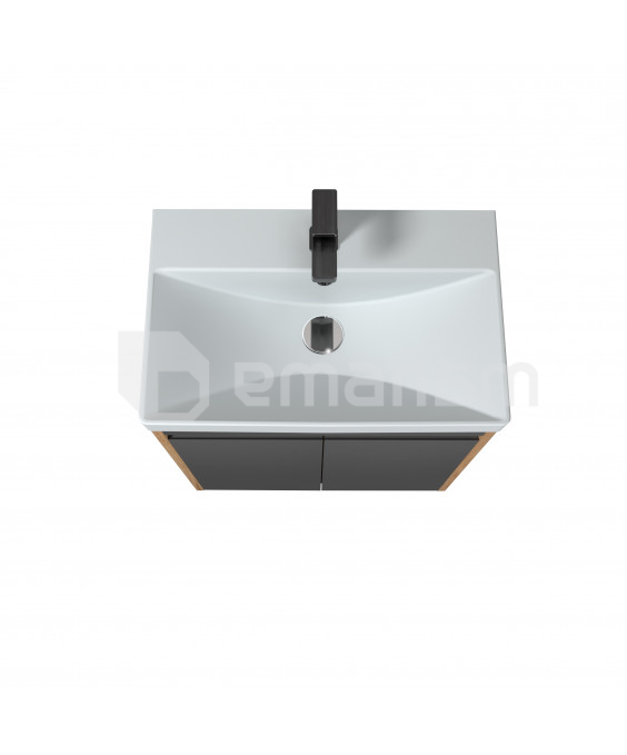 აბაზანის ტუმბო ხელსაბნით OLIVE 60-U Wood/Grey Sempre 61 სმ