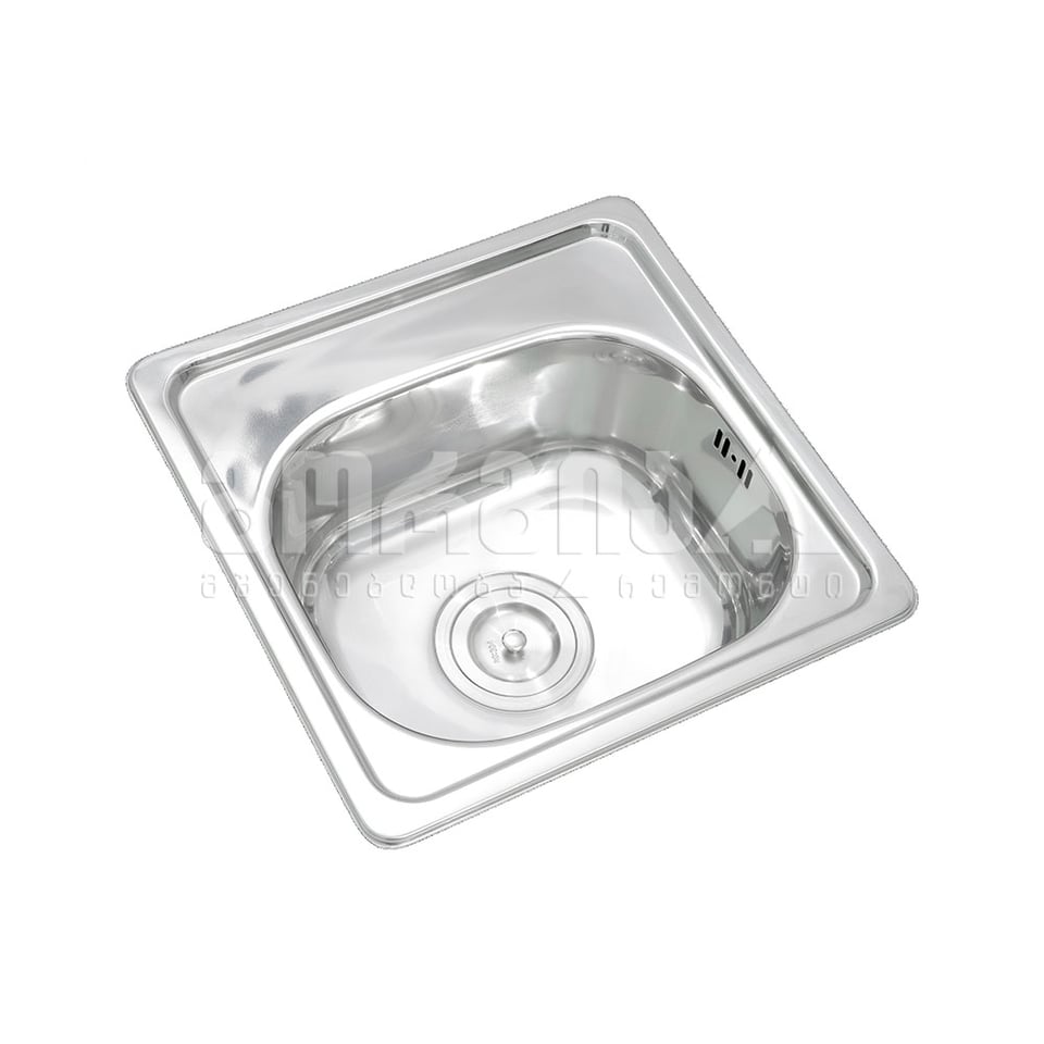 სამზარეულოს ნიჟარა LONG სიფონით 4848 480*480*180*0.5 პრიალა