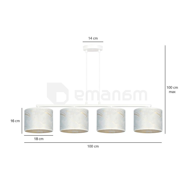 საკიდი EMIBIG Broddi 4 E27 4x MAX 60W მარმარილო თეთრი