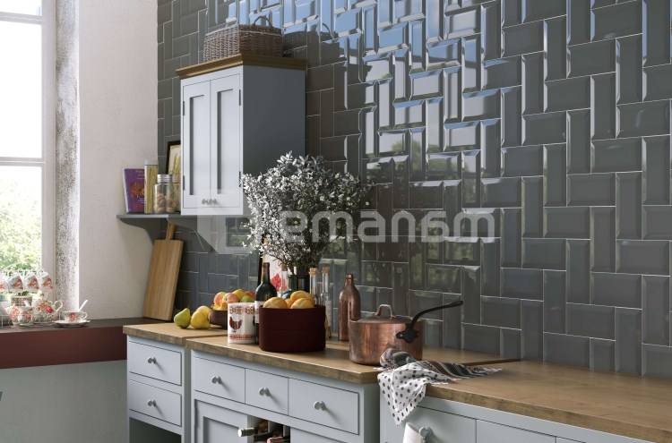 კაფელი Golden Tile Metrotiles მუქი ნაცრისფერი 100x200 მმ