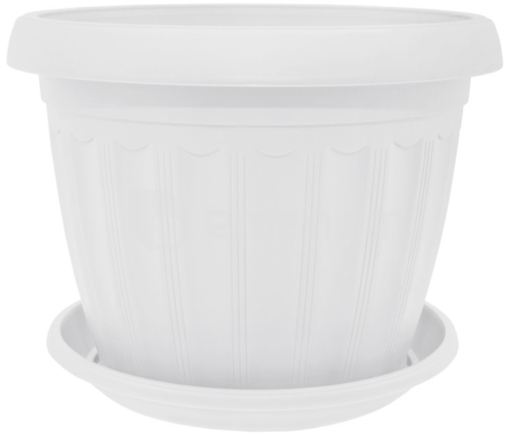 პლასტმასის ქოთანი დასადგამით Aleana Terra 20x15 თეთრი