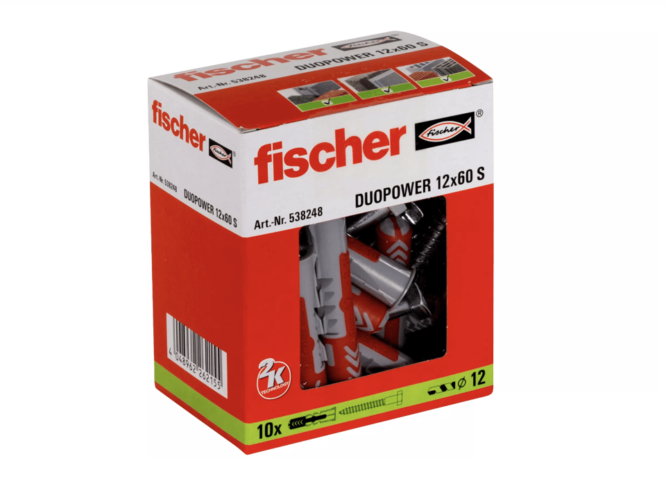 დუბელი DUOPOWER 12x60 S | ჭანჭიკით (10 ცალი)