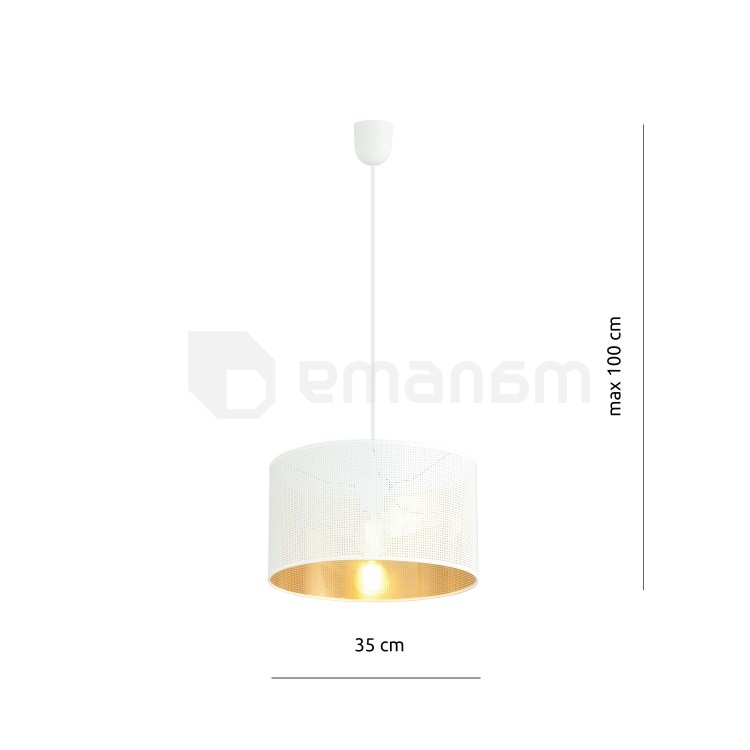 საკიდი EMIBIG Aston 1 E27 1x MAX 60W თეთრი ოქროსფერი