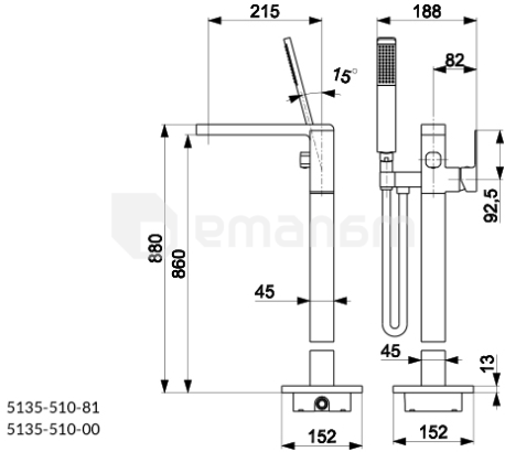 დასადგამი შემრევი აბაზანისათვის KFA Logon შავი
