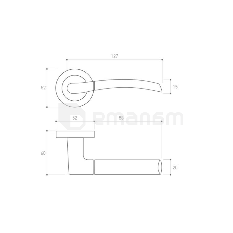 სახელური როზეტით Metal-Bud ZORBA VZOP სანტექნიკური ბრუნსაკეტით SNOPW