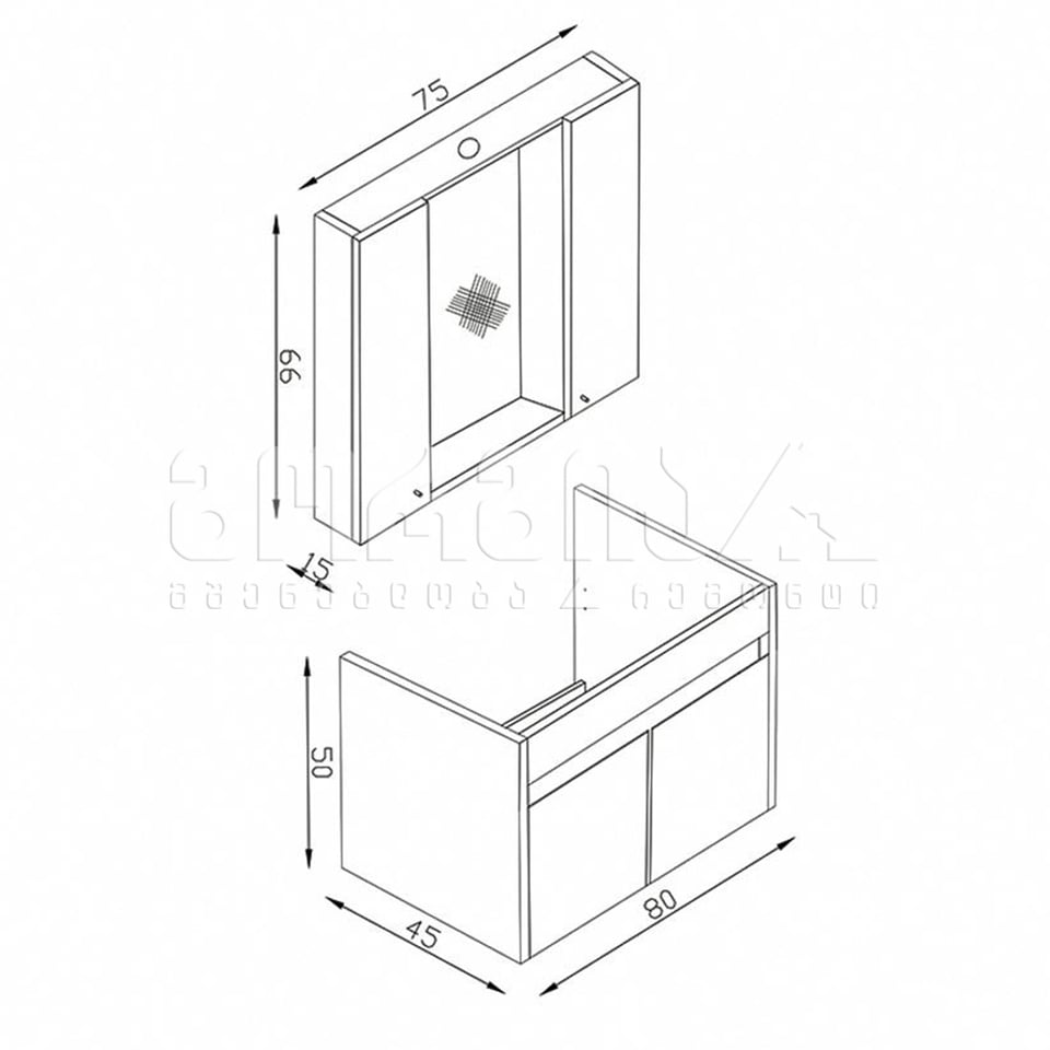 აბაზანის ავეჯის კომპლექტი AKASYA 80CM LEFKAS OAK
