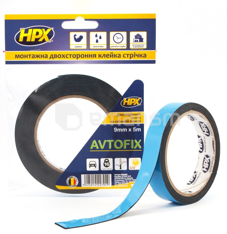 ლენტი ავტომობილის ორმხრივი HPX Avtofix DSA0905 5Mx9MM