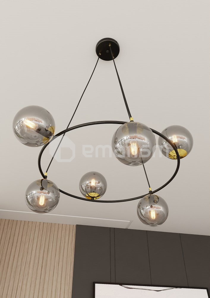 ჭაღი EMIBIG AZURA 6 E14 Ø750 h1000 შავი გრაფიტი 1294/6