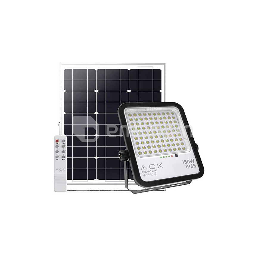 პროჟექტორი ACK მზის ენერგიაზე 150W 6500K 1650Lm მოძრაობის სენსორი IP65