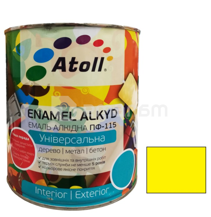 ემალი ალკიდი უნივერსალური ATOLL ПФ-115 ყვითელი 0.8 კგ