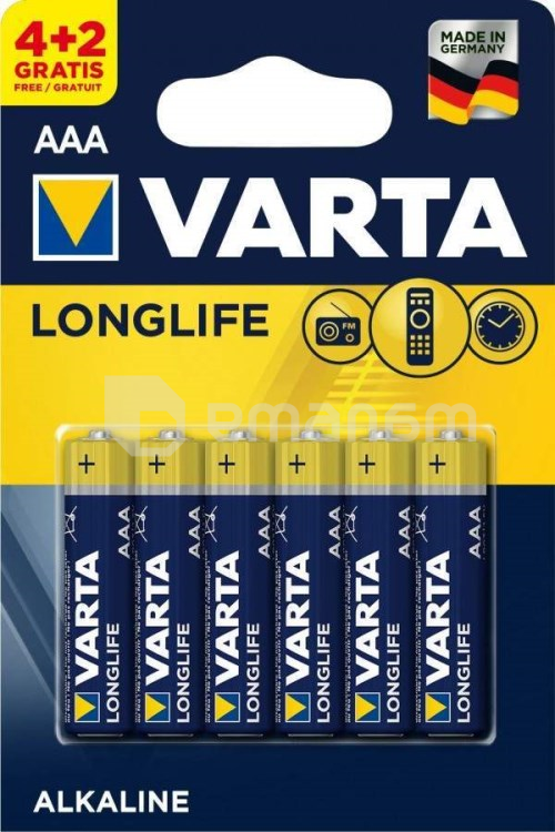 ელემენტი Varta Longlife Alkaline AAA 4+2 ც