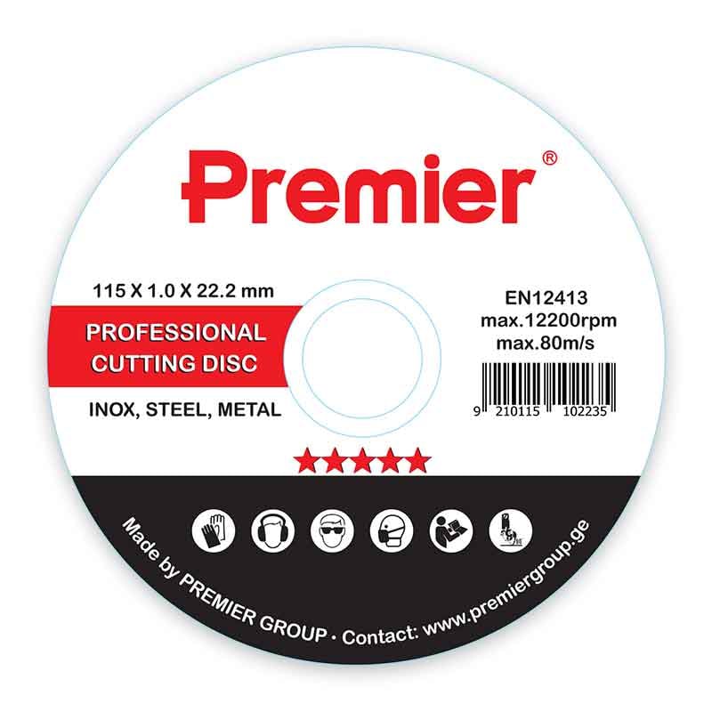 Premier ლითონის საჭრელი დისკი 115 x 1.0 x 22 მმ 