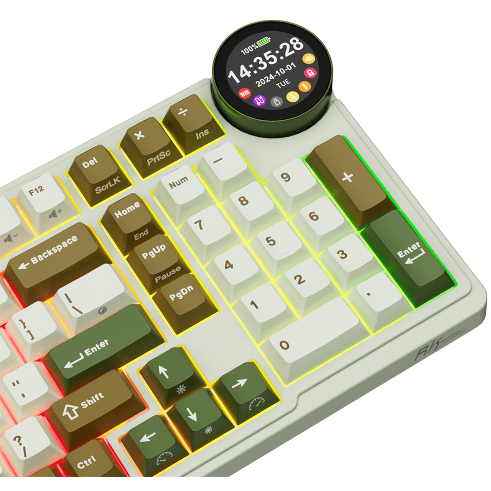 კლავიატურა Royal Kludge RK N99 RGB Mechanical Keyboard, Cream Switch, Hot Swappable, Wireless, USB, Bluetooth, 2.4GHz, Palm Green