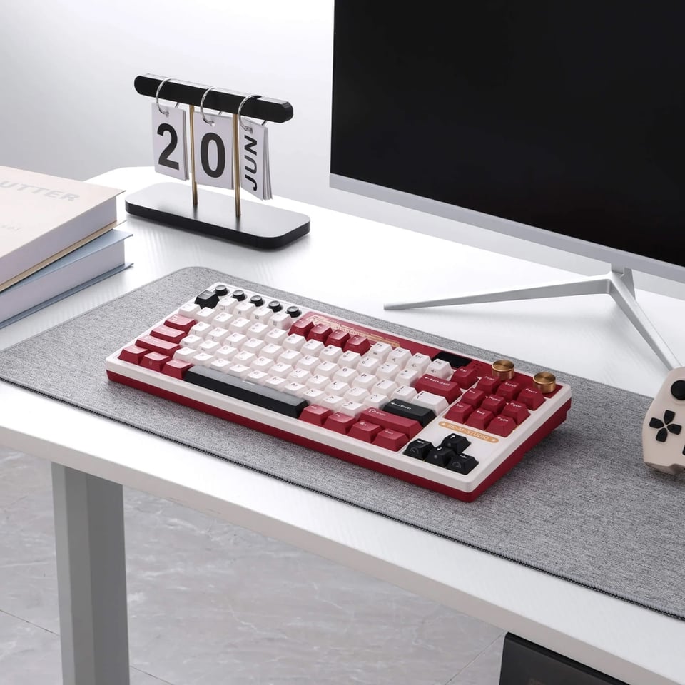 კლავიატურა Royal Kludge RK M87 RGB Mechanical Keyboard, Cream Switch, Hot Swappable, Wireless, Type-C, Bluetooth, 2.4GHz, Famicom