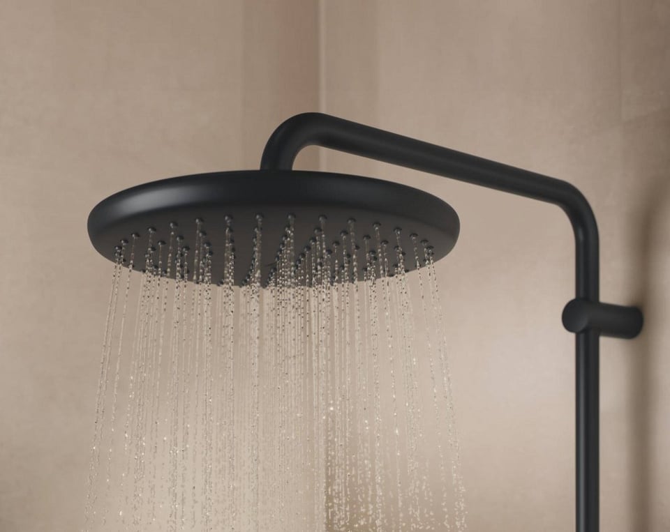 საშხაპე სისტემა შემრევით Grohe Vitalio Start System 250 Black თერმოსტატით