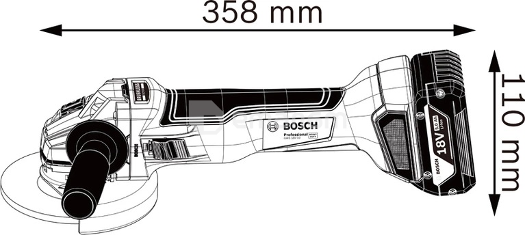 აკუმულატორის კუთხის სახეხი მანქანა Bosch GWS 18V-10 18V