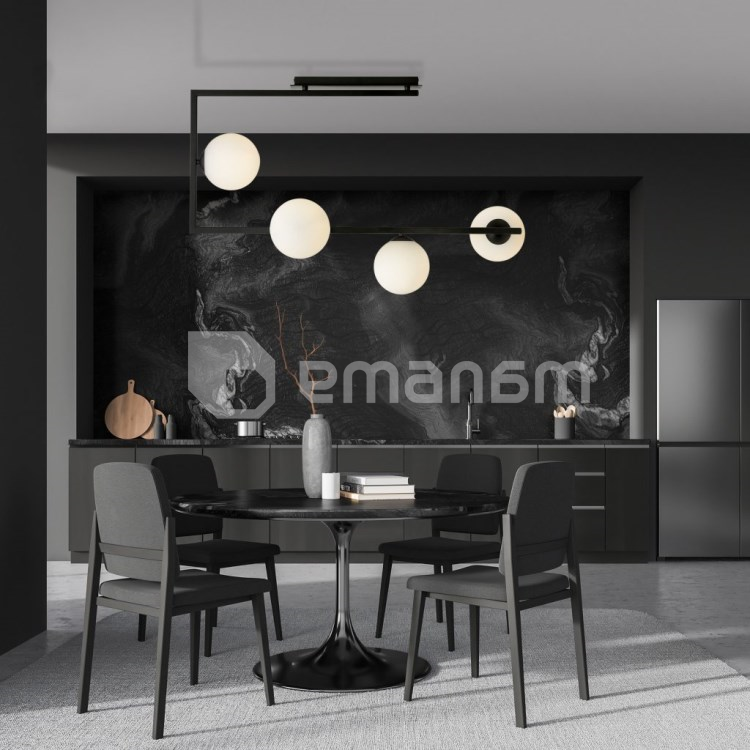 ჭაღი EMIBIG SOMA 4 ლითონი შავი შუშა opal 1291/4