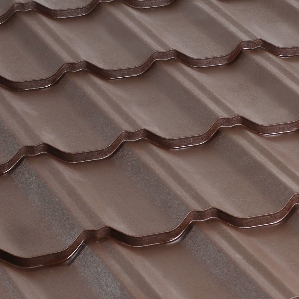 მეტალოკრამიტი ფერადი თუნუქის სახურავი 0.5X1200 ხაოიანი RAL8019 NOVA