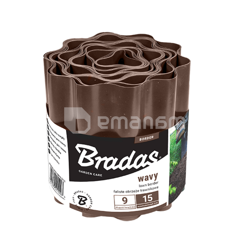 ბორდიური გაზონის დატალღური Bradas OBFB 0915 9 მ х 15 სმ ყავისფერი