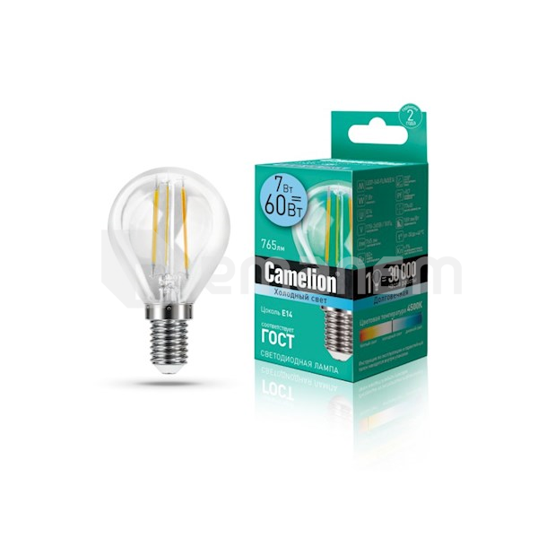 ფილამენტის შუქდიოდური ნათურა Camelion 7W E14