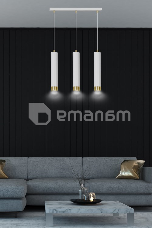 საკიდი EMIBIG Kibo 3 GU10 3x MAX 30W თეთრი ოქროსფერი