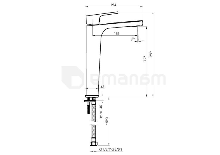 ხელსაბანის ონკანი Rubineta Modena-18/D (BK) Black