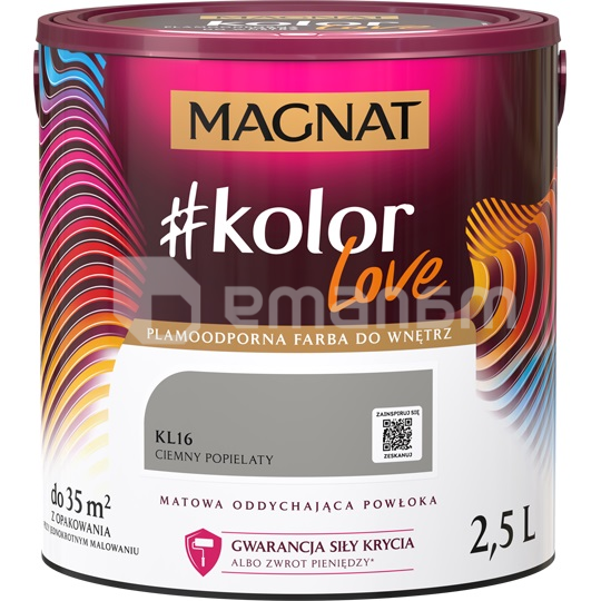 საღებავი ინტერიერის Magnat Kolor Love 2.5 ლ KL16 მუქი ფერფლისფერი