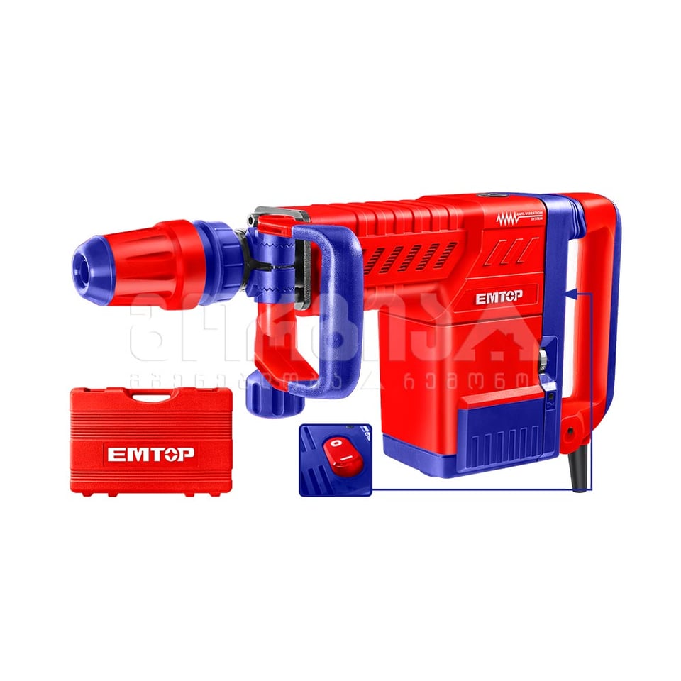 სადემონტაჟო ჩაქუჩი SDS-Max 1500ვტ 6-25ჯ Emtop-EDBRM1501