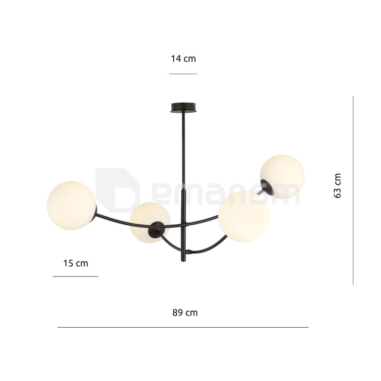 ჭაღი EMIBIG HUNTER 4 E14 4x MAX 40W BLACK OPAL
