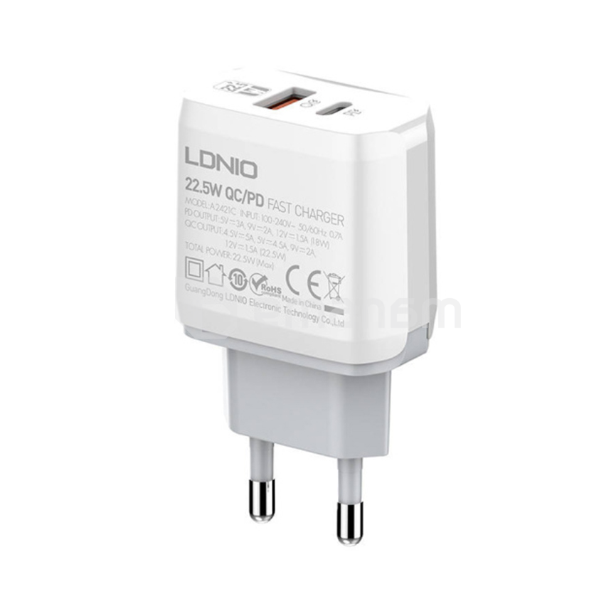 დამტენი LDNIO A2421C 22.5W Type-C to Lightning კაბელი
