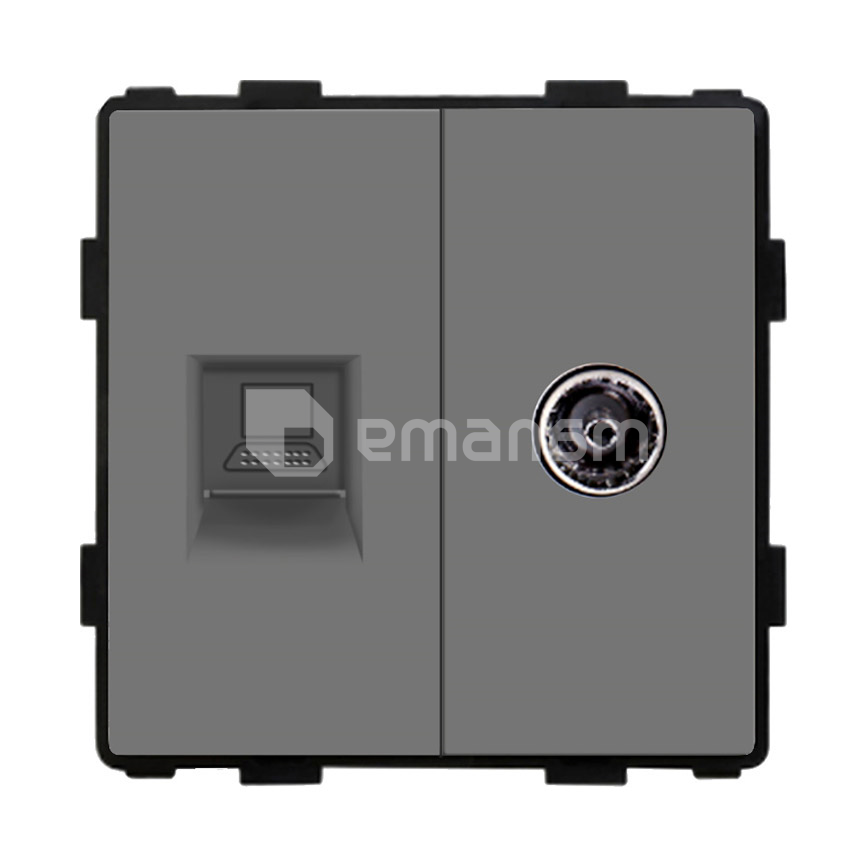 როზეტი ჩარჩოს გარეშე Socket Style 2 Internet CAT6 RJ45 TV ნაცრისფერი