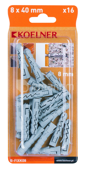 დიუბელი 16 ც B-FIXK08 8x40mm ბლისტი